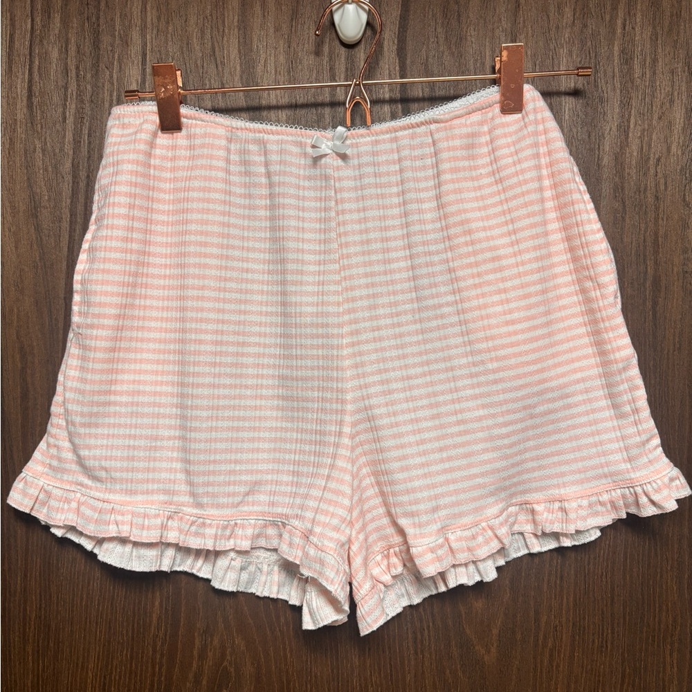 Together Dreamy Nights Pink Stripe Ruffle Sleep Shorts Size M